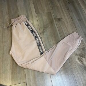 Gymshark Beige Sweatpants with Black Stripe